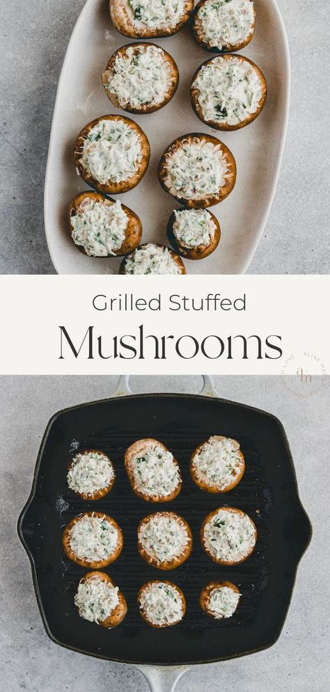 This grilled stuffed mushrooms recipe is a delicious vegetarian summer appetizer! Juicy mushrooms with the most delicious creamy cheese filling! Grilled Stuffed Mushrooms, Vegetarian Appetizer, Stuffed Mushroom, Summer Appetizer, Vegetarian Appetizers, Creamy Cheese, Delicious Vegetarian, Easy Vegetarian, Mushroom Recipes