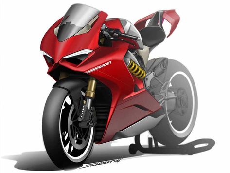 We Ask Ducati's Panigale V4 Designer About His Sketches 2d Rendering, Motorcycle Sketch, Motor Art, Ducati Panigale V4, Motorbike Art, Moto Ducati, Panigale V4, Motorcycle Artwork, Motorcycle Drawing