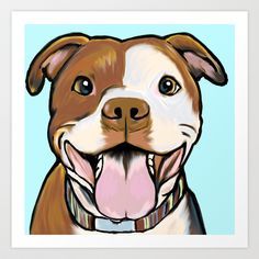 Cartoon Bull, Pitbull Drawing, Dogs Cartoon, Staffy Dog, Dino Art, Cute Dog Drawing, Pitbull Art, Dog Logo, Affordable Art Prints