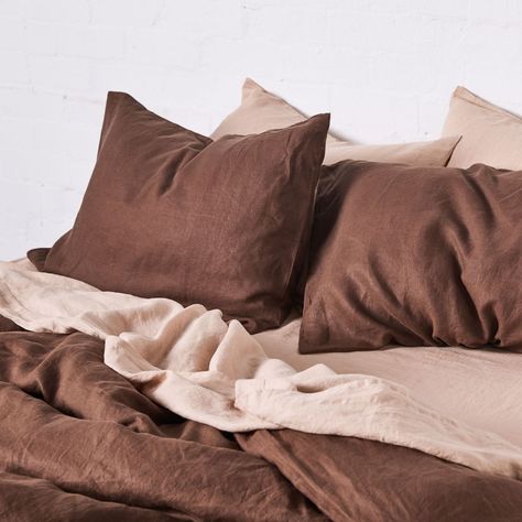 Linen Comforter, King Duvet Cover Sets, Linen Duvet Cover, Fibre And Fabric, Cocoa Brown, Bedding Stores, Bed Linen Sets, Linen Duvet Covers, Linen Duvet