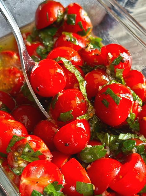 Marinated Cherry Tomatoes | 12 Tomatoes Marinated Cherry Tomatoes Recipe, Marinated Cherry Tomatoes, Cherry Tomatoes Recipe, Cherry Tomato Recipes, 12 Tomatoes Recipes, Marinated Tomatoes, Tomatoes Recipe, Cold Pasta Salad, Cold Pasta