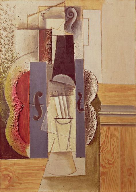 Picasso - Guitars 1912-1914: Violin Hanging on the Wall, 1912-13 Picasso Collage, Synthetic Cubism, Pablo Picasso Art, Art Picasso, Cardboard Sculpture, Picasso Paintings, Picasso Art, Art Event, Cubism