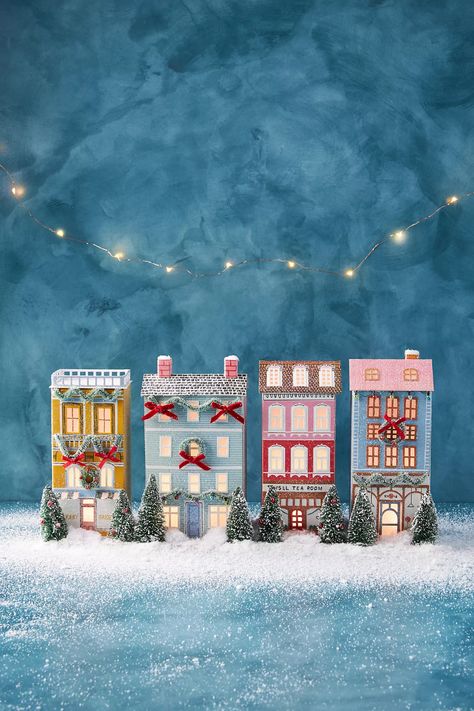 George & Viv Light-Up Holiday Village | Anthropologie Holiday Village Display, Anthropologie Christmas, Anthropologie Holiday, Christmas Houses, Christmas Village Display, Village Display, Putz Houses, Holiday Village, Mini Ornaments