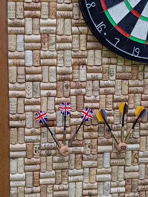 Dart Board Wine Corks, Wine Cork Dart Board Backer, Wine Cork Dart Board, Cork Dart Board, Moody Basement, Darts Board, Dart Board Wall, Wine Cork Board, Pub Ideas