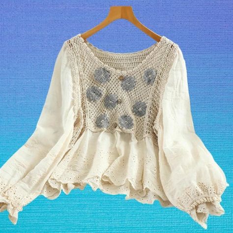 Bohemian Floral Embroidery Long Sleeve Crop Top - Etsy Blouse Crochet, Linen Shirts Women, Boho Festival Fashion, Embroidery Cotton, Bohemian Tops, Blouse Material, Crochet Crop Top, Spring Tops, Boho Blouses