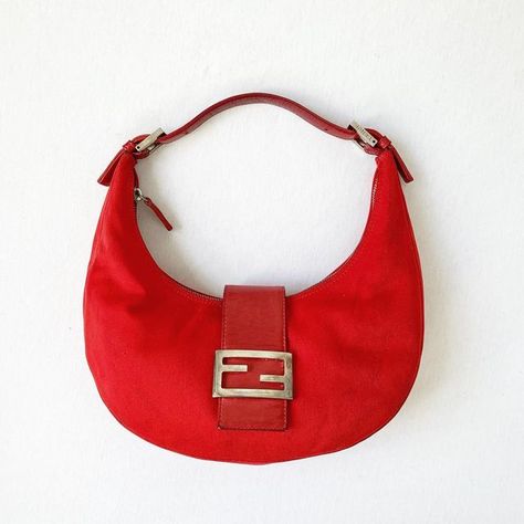 Fendi Vintage, Vintage Fendi, Miu Miu Shoes, Miuccia Prada, Fendi Baguette, Bright Red, Red Suede, Losing Her, Fendi Bags