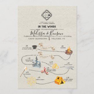 Itinerary Design, Summer Camp Wedding, Wedding Itinerary, Camp Wedding, Itinerary Template, Wedding Map, Invitation Inspiration, Shop Wedding, Forest Wedding