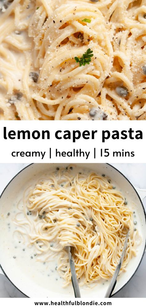 Caper Lemon Pasta, Lighter Pasta Recipes, Pasta Capers Recipe, Caper Recipes Healthy, Pasta Recipes With Capers, Caper Pasta Recipes, Meatless Pasta Recipes For Dinner, Recipes With Fresh Basil, Capers Pasta