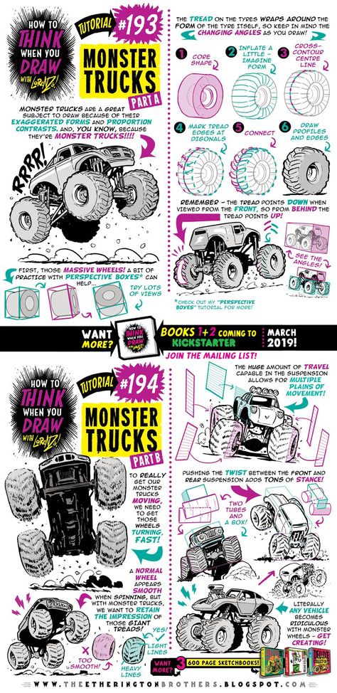 Monster Truck Drawing, Draw Monster, Truck Drawing, Space Drawings, Monster Trucks Birthday Party, Comic Tutorial, How To Think, Draw Shapes, Art Help