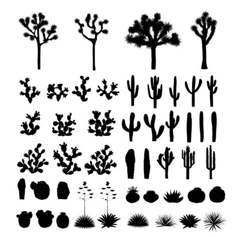 Cactus Outline, Cactus Silhouette, Cactus Vector, Cactus Tattoo, Cactus Planta, Cactus Illustration, Saguaro Cactus, Agaves, Tree Illustration