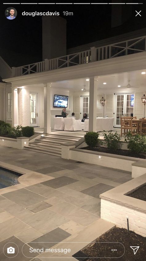 Back Porch Steps Down To Pool, Covered Patios Attached To House With Outdoor Kitchen, Different Height Ceilings, Screened Porch Off Master, Covered Porch Outdoor Kitchen, Backyard Additions Living Spaces, Amazing Outdoor Living Spaces, Patio With Balcony Above, Inside Porch Ideas