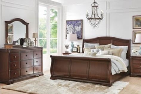 Sleigh Bed Bedroom Ideas, Bed Bedroom Ideas, Wicker Bedroom Furniture, Furniture Bedroom Sets, Levin Furniture, King Sleigh Bed, Queen Sleigh Bed, Van Furniture, Wicker Bedroom