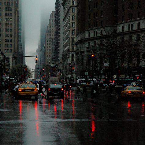 Gloomy day on Broadway  - I miss weather like this So much... City Rain, Rainy City, Night Rain, Tall Buildings, Nyc Aesthetic, Dark City, New York Aesthetic, Gloomy Day, City Vibe