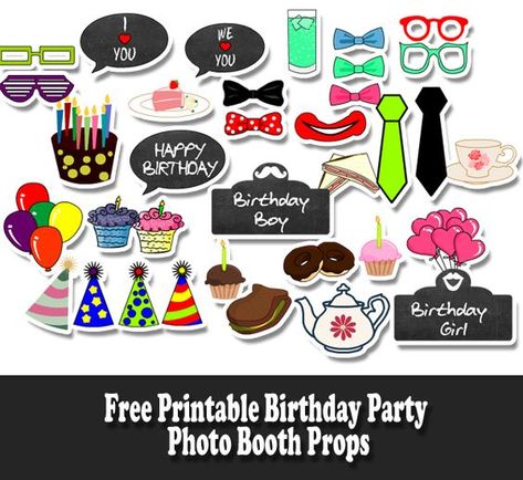 Free Printable Birthday Party Photo Booth Props Cupcake Minions, Photo Booth Anniversaire, Photo Booth Props Free Printables, Surprise Party Decorations, Photo Booth Props Free, Wolf Party, Birthday Surprise Ideas, Photo Booth Printables, Birthday Party Photo Booth