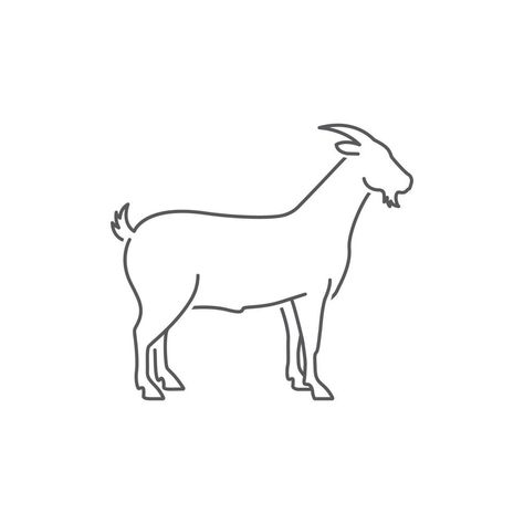 Goat Side View, Head Side View Drawing, Goat Head Drawing, Goat Outline, Head Side View, Goat Silhouette, Goat Drawing, Animal Logo Design, Side View Drawing