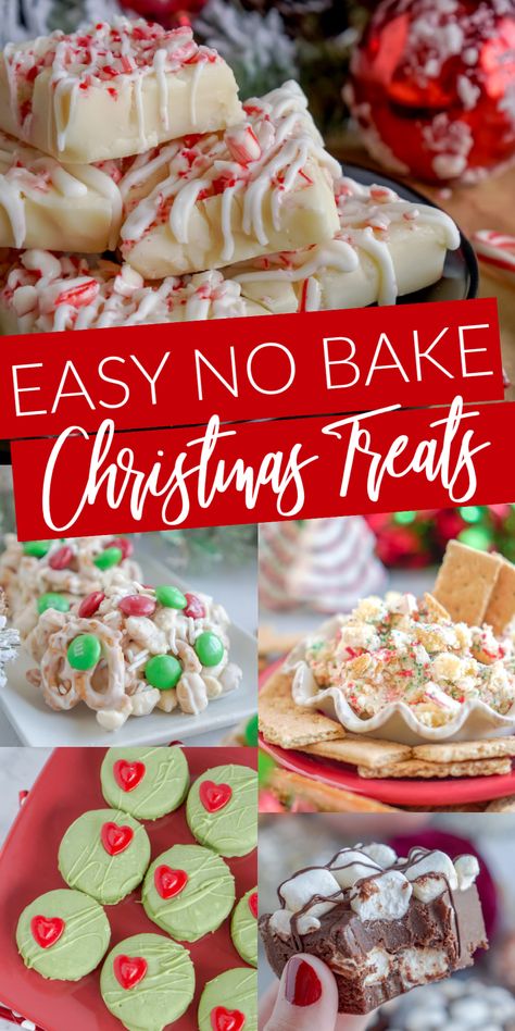 No Bake Christmas Treats, Easy Christmas Cookies Recipes, Christmas Sweets Recipes, No Bake Christmas, Easy Christmas Candy, Holiday Treats Recipes, Christmas Candy Easy, Easy Christmas Candy Recipes, Easy Christmas Cookies