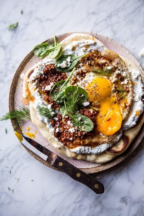 Turkish Fried Eggs in Herbed Yogurt. Spicy Butter, Turkish Eggs, Tomato Pesto, Fried Eggs, Half Baked Harvest, Cooking For One, Butter Sauce, Turkish Recipes, Fried Egg