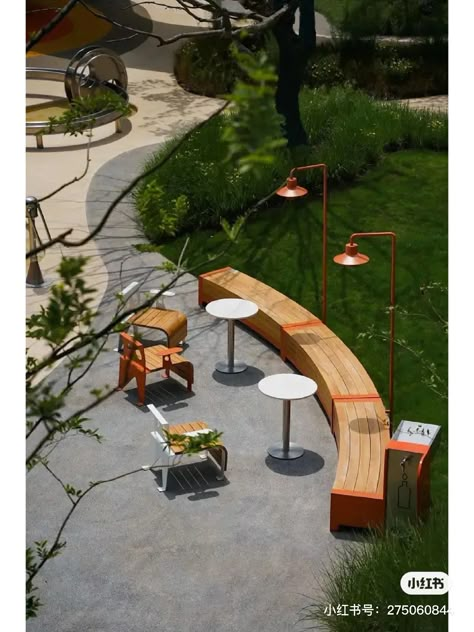 Public Furniture Design, School Benches Design, Park Seating Design, Public Seating Design Outdoor, Park Bench Design, Park Seating, Street Furniture Design, Bright Landscape, Park Furniture