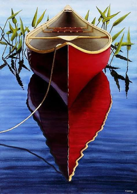 Red Canoe In Pickerel Weeds Print - Red Canoe In Pickerel Weeds by Ed Novak: Row Boats, Lake Living, Boat Art, Body Of Water, Canoe And Kayak, Wooden Boats, Mirror Image, Rock Climbing, Picture Perfect