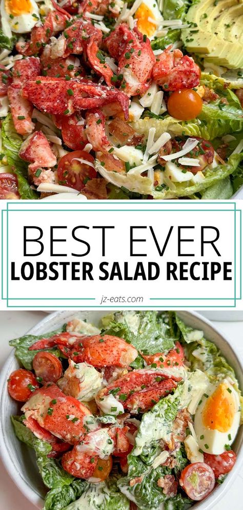 Lobster Lunch Ideas, Lobster Salad Appetizer, Lobster Salad Recipes Simple, Lobster Salad Recipes, Lobster Side Dishes, Lobster Cobb Salad, Cobb Salad Dressing, Seafood Salads, Seafood Dinners