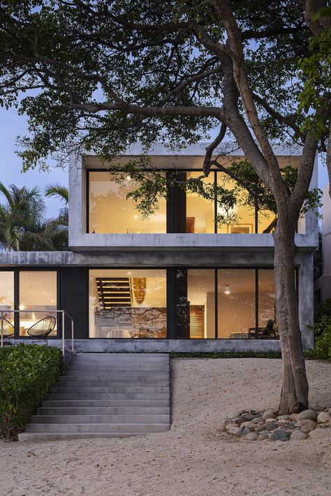 Photo 3 of 11 in A Concrete Beach House in Mexico Opens a Portal to Epic Surfing - Dwell Modern Concrete Homes, Modern Surf Shack, Concrete Beach House, Mexican Beach House, Exterior Beach House, Modern Concrete House, House In Mexico, Beach Dream House, Concrete Exterior