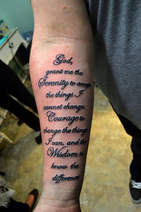 God Grant Me The Serenity Tattoo Forearm, Serenity Prayer Tattoo Design For Women, Serenity Prayer Tattoo Women, God Grant Me The Serenity Tattoo, Serenity Prayer Tattoo Design, Serenity Prayer Tattoo, Serenity Tattoo, Wisdom Tattoo, Poem Tattoo