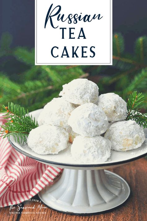 Russian Tea Cakes (also called Snowball Cookies) are classic Christmas cookies made with shortbread dough and powdered sugar. Easy Cookie Recipes | Easy Dessert Recipe | Christmas Dessert Pistachio Tea Cake, Russian Tea Cakes Cookies, Russian Cookies, Russian Tea Cakes Recipe, Cranberry Pistachio Cookies, Classic Christmas Cookies, Russian Teacakes, Cookie Recipes Easy, Russian Tea Cookies