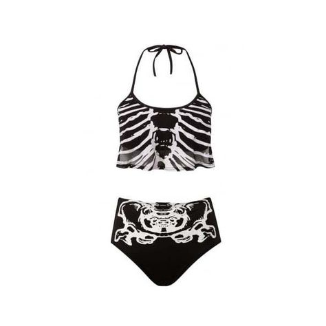 Killstar Bad Bones Bikini ($57) ❤ liked on Polyvore featuring swimwear, bikinis, high waisted bikini, halter bathing suit, high waisted swimsuit, halter bikini top and high-waisted bikini White Gothic, Dark Aesthetics, Dark Clothes, Summer Goth, Attitude Clothing, Bathing Beauty, Impractical Jokers, Dark Style, Witchy Fashion