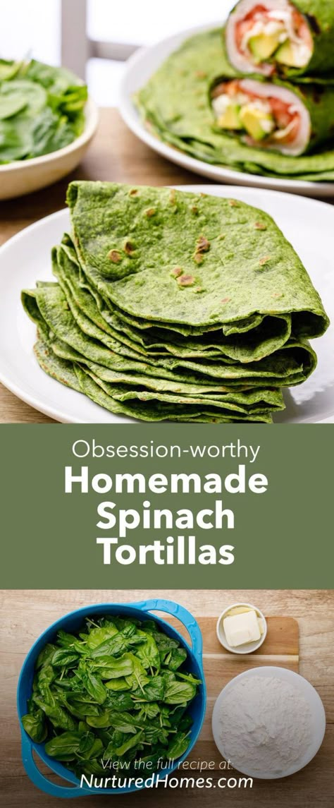 Homemade Spinach Tortillas From Scratch (These are So Good!) - Nurtured Homes Spinach Tortillas, Healthy Tortilla, Tortillas Recipe, Spinach Tortilla, Spinach Wraps, Couple Cooking, Tacos And Burritos, Tortilla Recipe, Homemade Tortillas