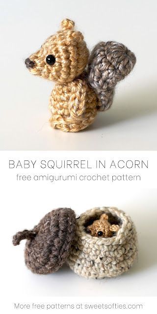 Confection Au Crochet, Pola Amigurumi, Crochet Animals Free Patterns, Baby Squirrel, Crochet Amigurumi Free, Haken Baby, Fun Crochet Projects, Crochet Animal Patterns, Diy Crochet Projects