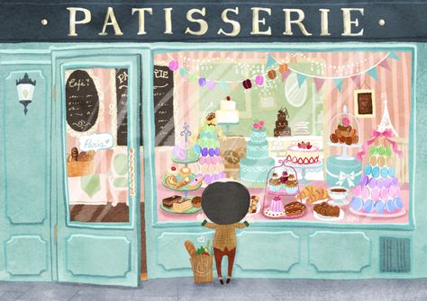 Patisserie in Paris! Love dessert! Travel Illustration by Lon Lee Paris Patisserie, Paris Illustration, Let's Make Art, Picture Books Illustration, Shop Illustration, Paris Love, Pastry Shop, Travel Illustration, Love Illustration