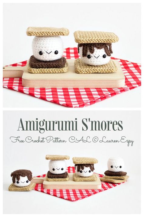 Crochet S'mores Amigurumi Free Patterns Crochet Smores Pattern, S’more Crochet Pattern, S'more Crochet Pattern, Crochet Smores Pattern Free, Smores Crochet, Crochet Poptart Free Pattern, Crochet Smores, Crochet Gilmore, Fall Amigurumi Free Pattern