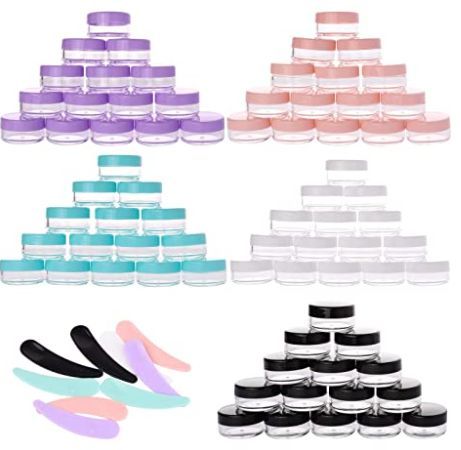 100 Count 10 gram Small Round Sample Containers with lids Cosmetic Jars Plastic Jars Makeup Containers Lip Scrub Containers Leak Proof and 10Pcs Mask Spatula for Beauty Products Travel Jar, Diy Serum, Makeup Containers, Beauty Storage, Beauty Regimen, Cosmetic Containers, Plastic Jars, Homemade Beauty Products, Lip Scrub