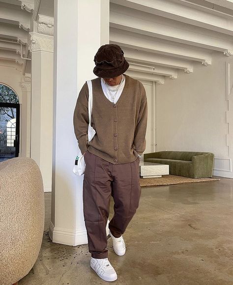 Earthy Black Man Aesthetic Outfits, Earth Tone Fits Men, Earth Tone Clothing Men, Grandpa Style Aesthetic Men, Earthtone Outfits Men, Earthtone Outfits, Earth Tone Outfits Men, Vintage Outfits For Men, Earth Tone Clothes