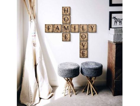 Anlässe: Geburtstag, Muttertag, Vatertag, Weihnachten, Farbe: braun, Breite: 10 cm, Tiefe: 0,9 cm, Höhe: 10 cm, Motiv: G, Lieferzustand: montier Scrabble Letters, Love Home, Family Love, Indoor Decor, Vintage Stil, Ladder Decor, Vintage Looks, Work Space, Home And Family