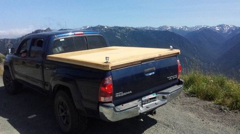 cheapo tonneau cover DIY | Tacoma World Diy Tonneau Cover, Garage Door Hinges, Tacoma World, Pickup Trucks Bed, Truck Covers, Mini Trucks, Tonneau Cover, Truck Bed, Wooden Diy