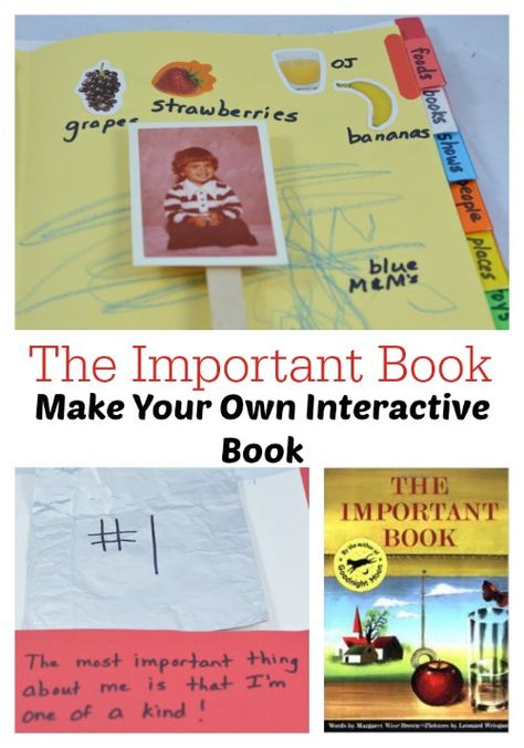 Let The Important Book inspire you to make your own important book with your kids. Try this folder tab book idea to create your masterpiece. The Important Book, All About Me Book, Family Literacy, Making Books, Literacy Games, Homeschool Kids, Interactive Book, Writing Workshop, Writing Ideas