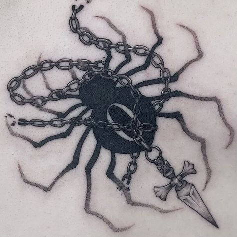 Hunter X Hunter Tattoo Spider, Hunter X Hunter Tattoo, Tattoo Spider, Mangas Tattoo, Hunter Tattoo, Chain Tattoo, Spider Tattoo, Tatuaje A Color, Small Tattoos For Guys