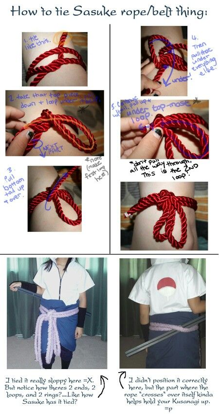 How to tie sasuke's rope belt Naruto Birthday, Naruto Costumes, Sasuke Cosplay, Naruto Cosplay, Rope Belt, Cosplay Tutorial, Anime Crafts, Special Clothes, Naruto Cute