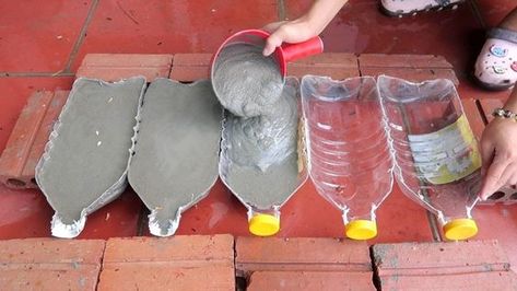 How To Make Cement Pots Easily From Plastic Bottles At Home For You - YouTube Cement Pots Diy, Apartment Privacy, Apartment Plants, Cement Pots, Front Yard Landscaping Simple, Diy Storage Cabinets, Privacy Screens, Diy Home Decor Bedroom, Small Backyard Patio