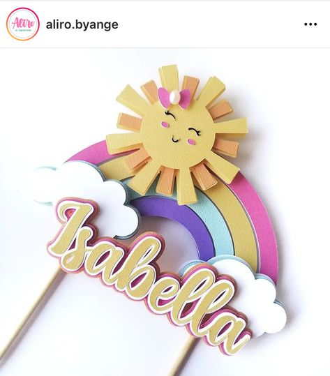 Sun Cake Topper, Fondant Rainbow, Rainbow Cake Topper, Birthday Party Treats, Happy Birthday Template, Diy Cake Topper, Birthday Party Theme Decorations, Rainbow Birthday Party, Pony Party