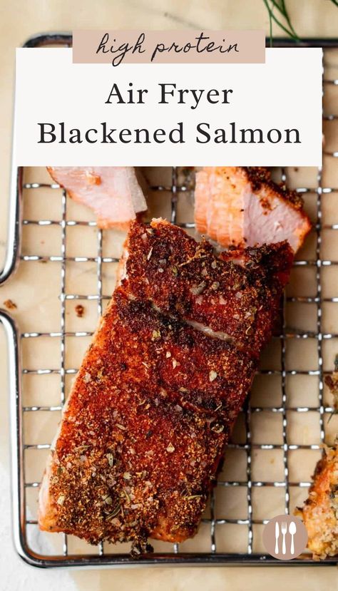 This quick Air Fryer Blackened Salmon is a simple way to cook fish with minimal cleanup. Using fresh salmon and a easy homemade blackened seasoning, this fish pairs well with just about any side dish. Homemade Blackened Seasoning, Salmon In The Air Fryer, Fried Salmon Recipes, Salmon In Air Fryer, Blackened Salmon Recipes, Air Fryer Fish Recipes, Salmon Filets, Air Fryer Fish, Blackened Seasoning