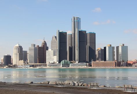 Detroit Skyline Detroit City Skyline, Detroit Skyline, Detroit History, Emoticons Emojis, Detroit City, Tattoo Reference, Michigan Travel, Detroit Michigan, Travel And Tourism