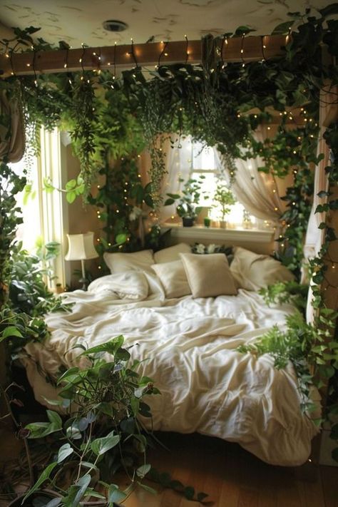 #homedecor #bedroomrefresh #interiordesign #homedesign #bedroominspo #homedecoration #bedroomgoals #homestyle #bedroomideas #homedecorinspo #bedroommakeover #homedecorideas #bedroomdesign #homedecorating #bedroominspiration #homedecorlover #bedroomdecor #homedecorinspiration #bedroomvibes #homedecorlove Cute Boho Bedding, Canopy Bed Ideas, Forest Bedroom, Canopy Bedroom, Dream Bedroom Inspiration, Dream Apartment Decor, Cool Room, Room Redesign, Cute Bedroom