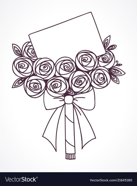 Outline Flowers, Flower Bouquet Drawing, Flowers Sketch, Flower Symbol, Flower Outline, Bouquet Of Roses, Rose Drawing, Flower Sketches, Roses Drawing