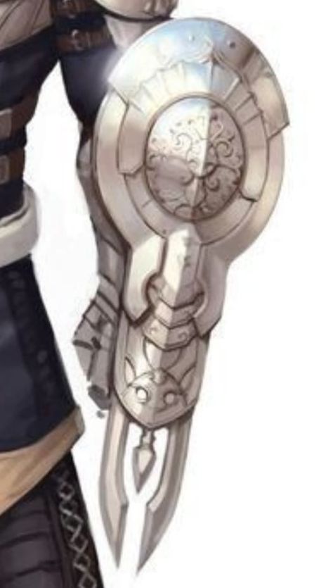 Dnd Mechanical Arm, Shield Design Fantasy, Fantasy Shield Design Concept, Gauntlet Character Design, Shield Fantasy, Artifact Art, Dungeons And Dragons Game, Knight Armor, Cool Swords