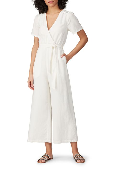 Feminine Pants, White Linen Jumpsuit, Wrap Jumpsuit, Graduation Outfits, Linen Romper, Jumpsuit Summer, Pants Outfits, Linen Jumpsuit, Rent The Runway