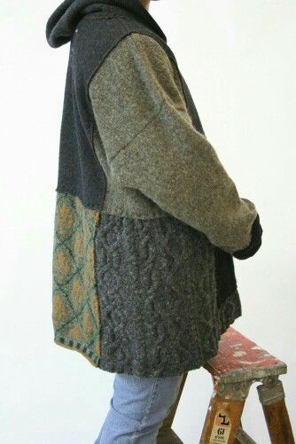 . Clothes Upcycle, Diy Clothes Refashion, Recycled Sweaters, Recycled Sweater, Stil Boho, Repurposed Clothing, Old Sweater, Altered Couture, Upcycle Sweater