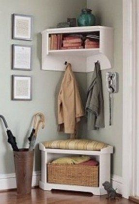 Corner entryway bench Corner Entryway Bench, Kitchen Corner Bench, Bedroom Furniture Redo, Corner Bench With Storage, Corner Bench Seating, Front Closet, Corner Closet, Corner Storage Cabinet, Diy Seating