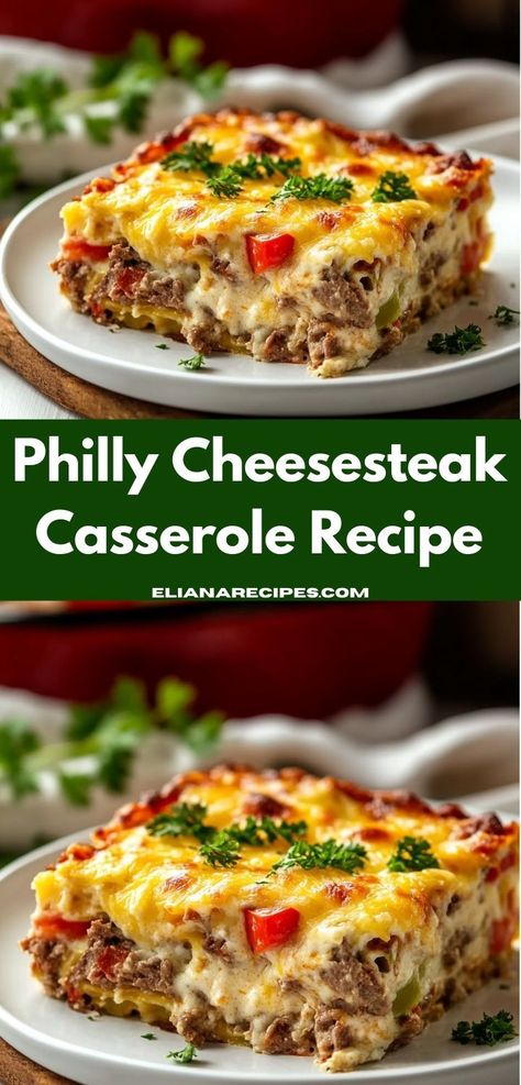 Need a quick yet satisfying dinner idea? Discover the magic of Philly Cheesesteak Casserole, a delightful mix of savory flavors and textures that makes for a fantastic weeknight meal everyone will enjoy. Philly Cheese Steak Casserole Recipe, Philly Cheesesteak Casserole, Cheesesteak Casserole, Philly Cheese Steak Casserole, Yummy Casserole Recipes, Family Friendly Dinners, Ground Beef Casserole, Philly Cheesesteak, Gooey Cheese